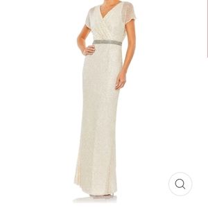 Mac Duggal 93678 - Beaded Short Sleeve Evening Gown